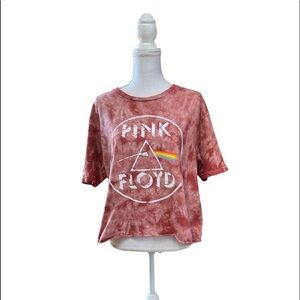 PINK FLOYD WOMENS TIE DYE REDDISH BROWN CROP T-SHIRT SIZE 1X